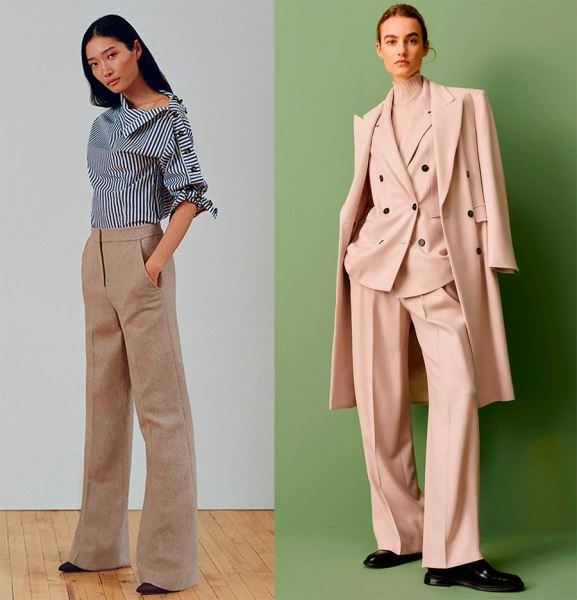 Модные широкие длинные брюки: идеи и фото с подиума
