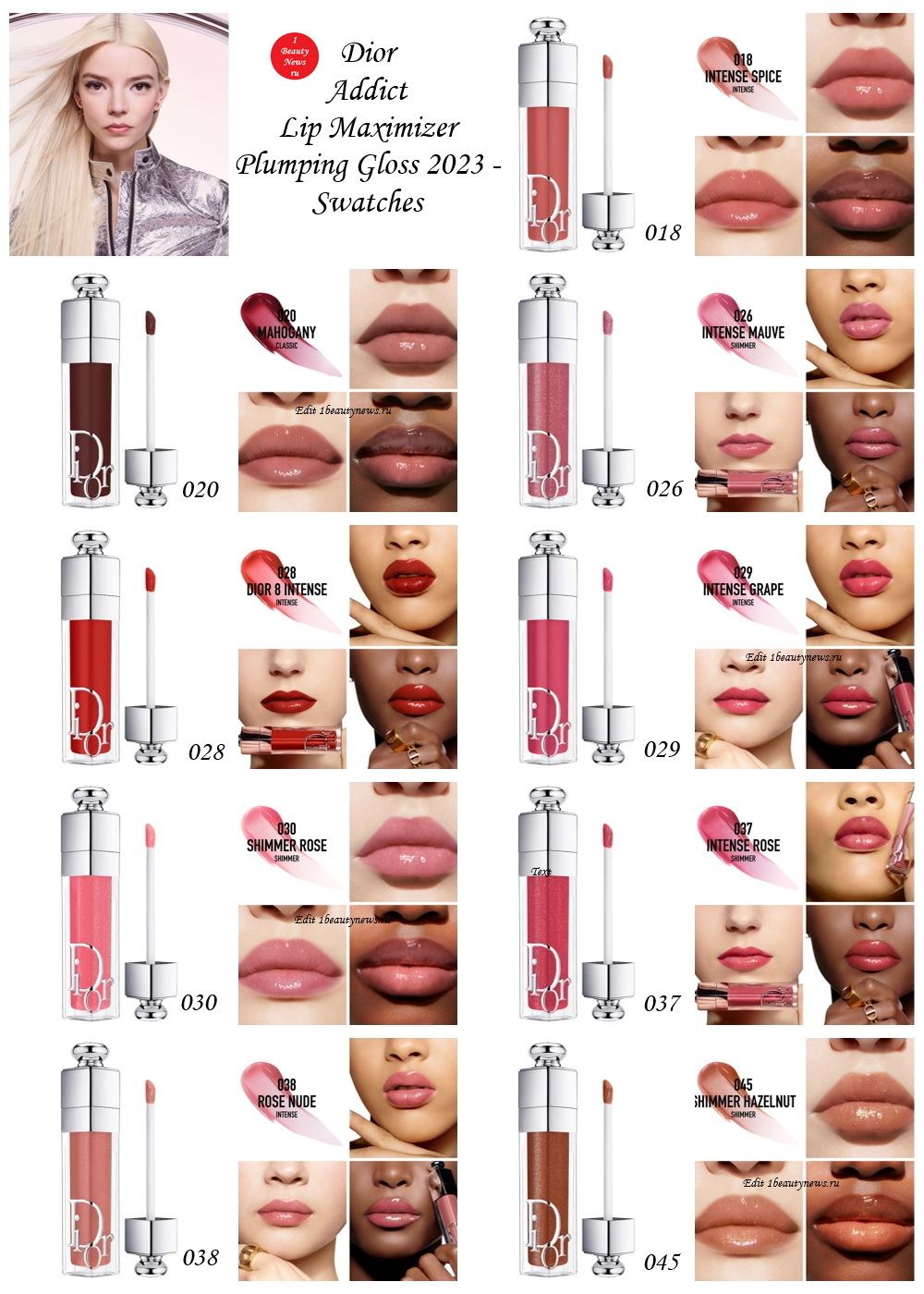 Dior Addict Lip Maximizer Plumping Gloss 2023 - Swatches